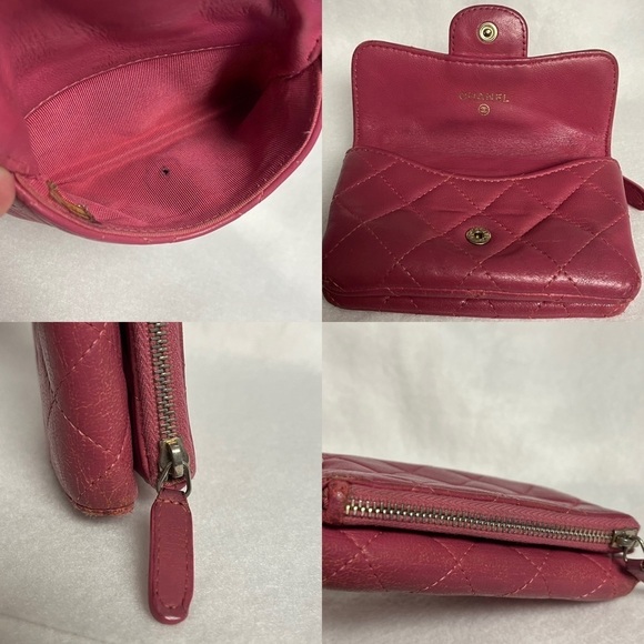 CHANEL Pink Flap Lambskin Leather Snap Card Holder Double Pocket Zip GHW - Picture 16 of 16